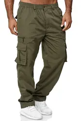 Multi-Flap Pocket Korean Men's Straight Pants, Loose Casual Outdoor Pants, Hiking And Fishing Men's Work Pants