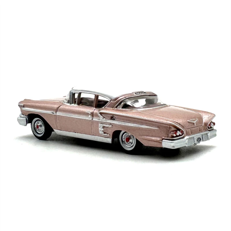 1:87 Scale Diecast Alloy Impala Sports Toy Car 1958 Model Pink Classics Nostalgia Adult Collection Gifts Souvenir Static Display