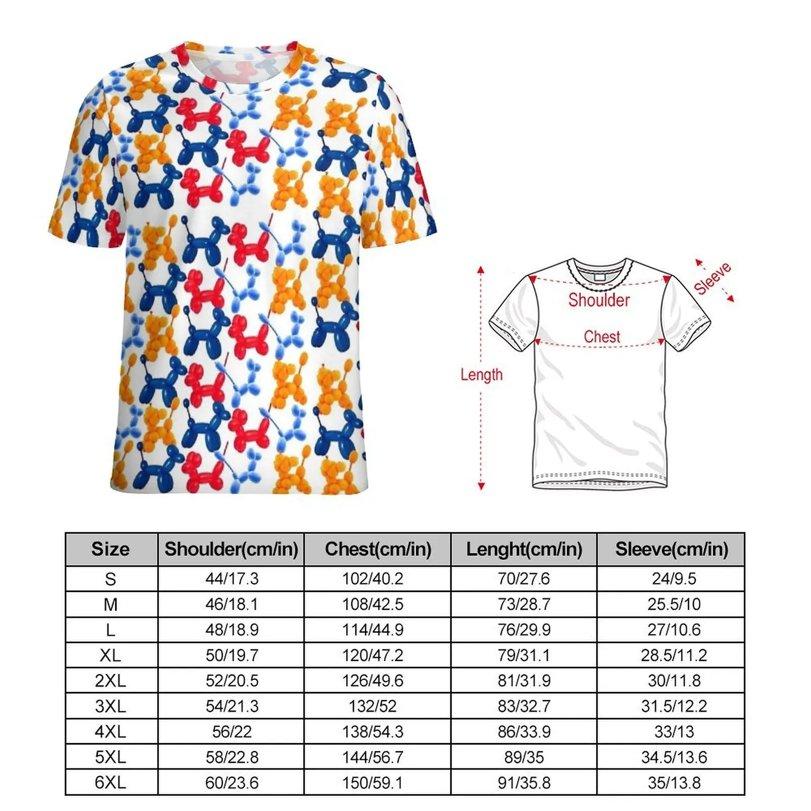 Premium T Shirt Colorful Balloon Dog White Print T Shirts  Streetwear Fashion Tees For Man Short Sleeve Custom Big Size Clothes