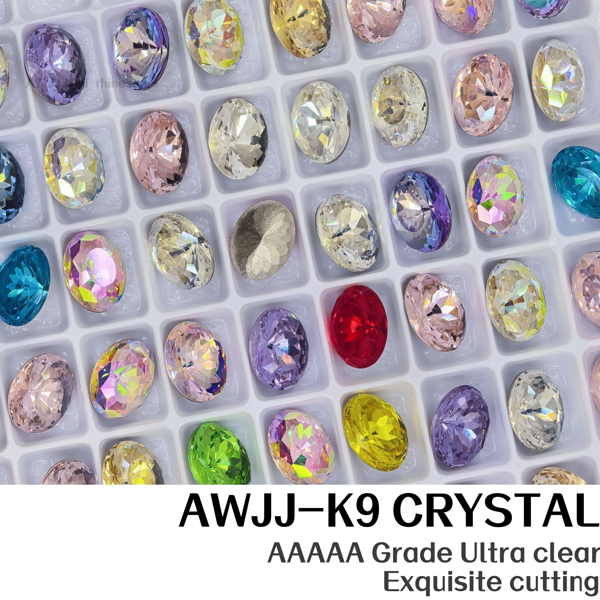 K9 Board Pack 6x8mm Oval Nest Cut K9 Crystal Rhinestones Multi-purpose Gems for Nail Art Garment Handmade Jewelry Decoration