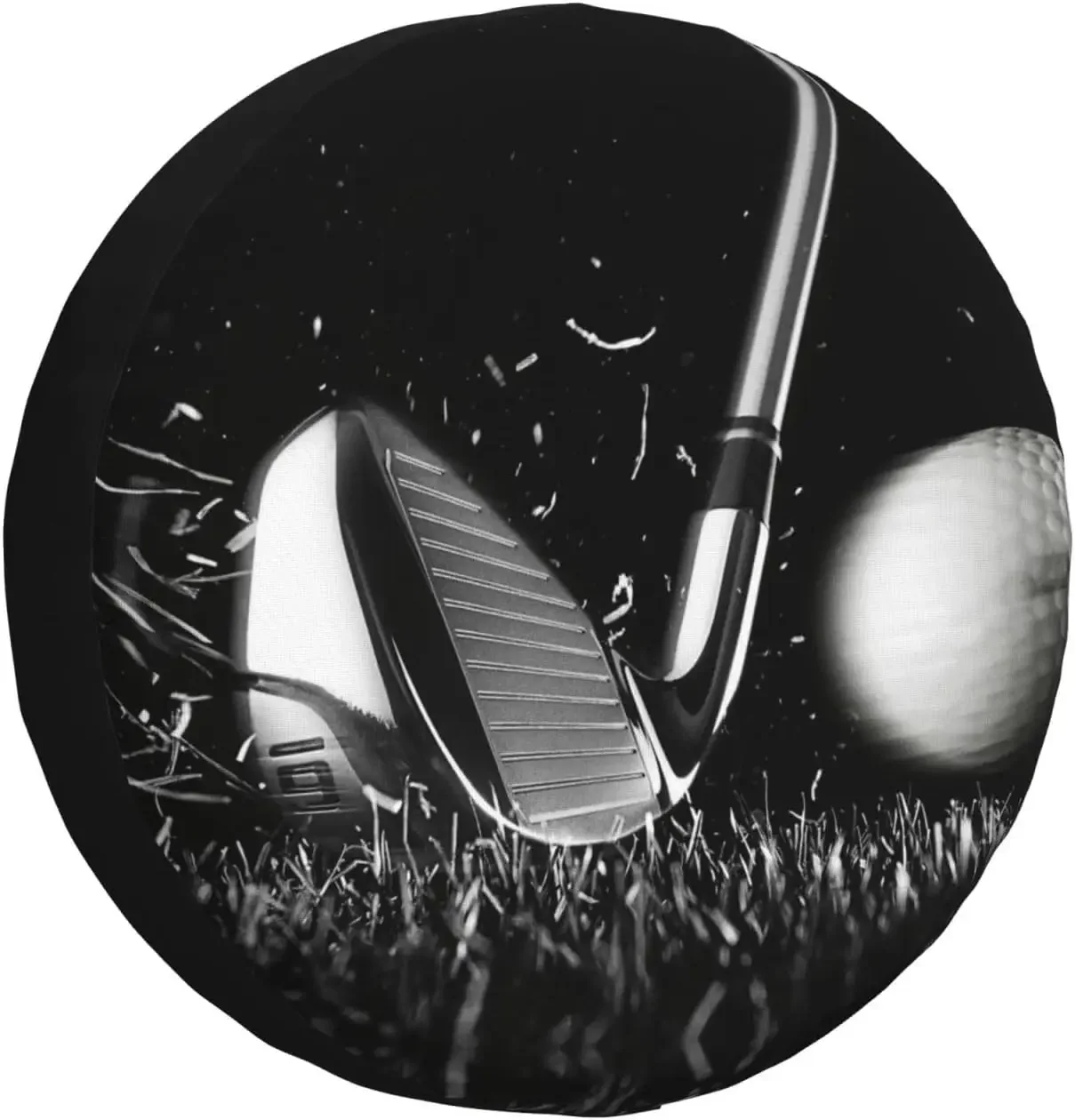 

Black and White Golf Car Spare Tire Cover Weatherproof Sunscreen Wheel Tire Covers Universal Fit for RV SUV Truck Camper Travel