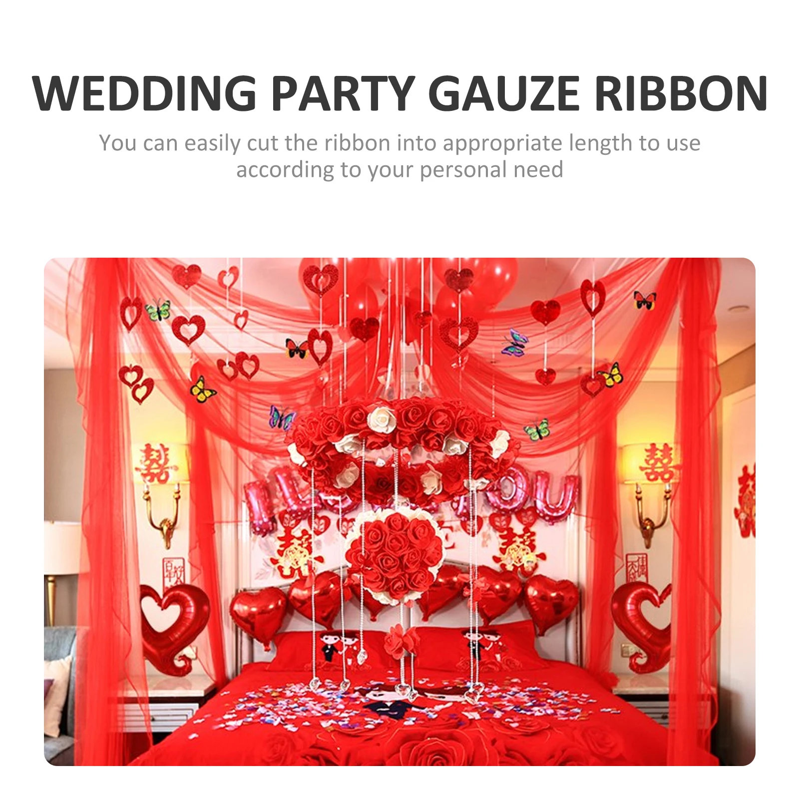 

Wedding Room Decoration Veil Multifunctional Ribbon Party Gauze Layout Decorations Stair Handrail Gift