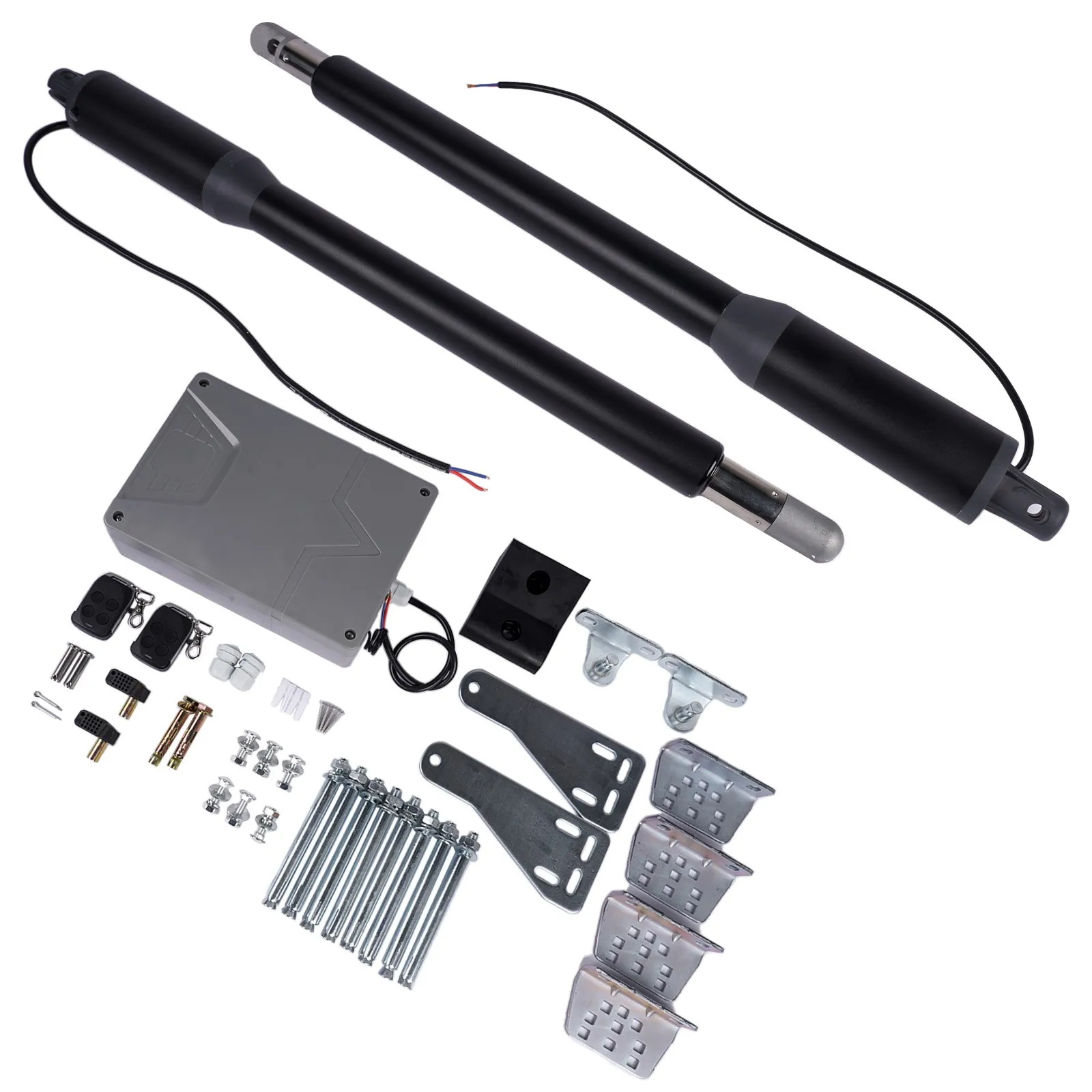 AP02 Tool Parts Automatic Dual Swing Gate Opener Kit w/Remote Control Up to 330lbs per Arm Black