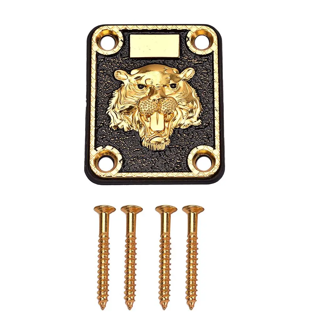 Placa de mástil de guitarra eléctrica dorada única con juego de juntas de tornillos 64,5 x 51,5 mm