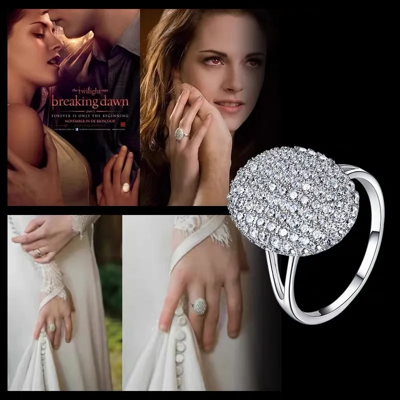 

Hot Selling S925 Sterling Silver Set With Diamond Twilight Breaking Dawn Bella Engagement Wedding Ring Fashion Jewelry Gift