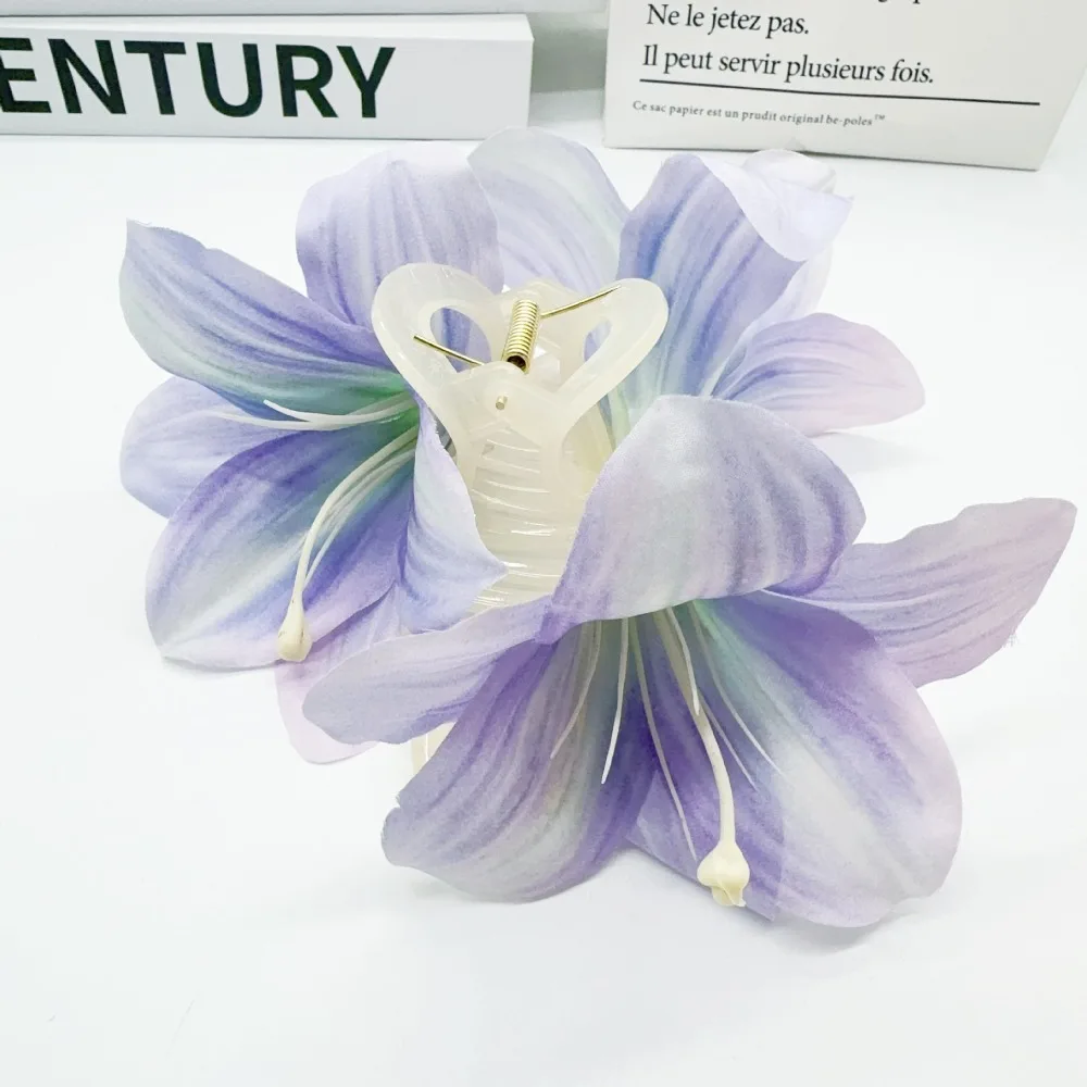 

Korean Style Simulation Flowers Hair Claw Fairy Ponytail Holder Floral Shark Clip Colorful Elegant Bohemia Barrettes Female