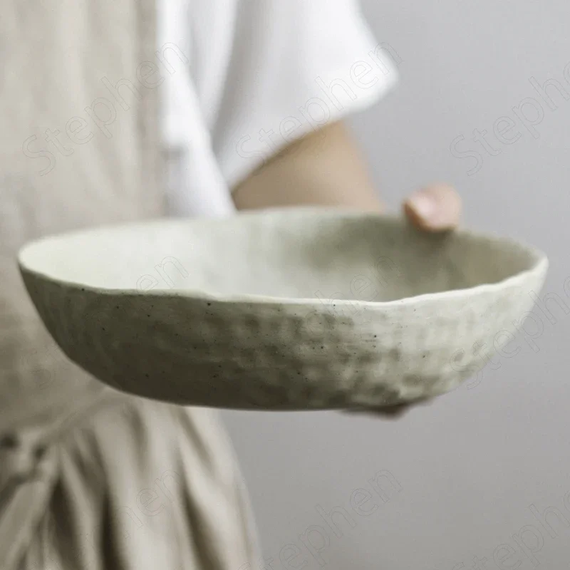 White Stoneware Tableware Japanese Modern Ceramic Special-shaped Bowls and Plates Handmade Steak Pasta Plate Home Decoration - view 4
