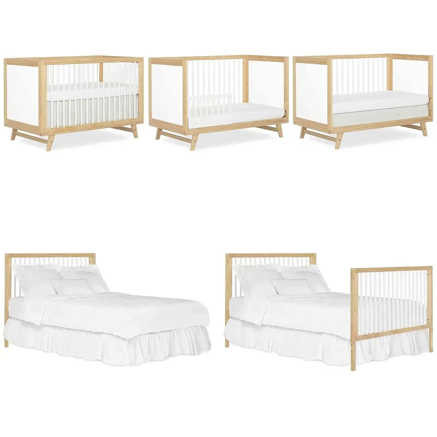 Dream On Me Carter 5-in-1 Full Size Convertible Crib / 3 Mattress Height Settings JPMA Certified Made of New Zealand Pinewood