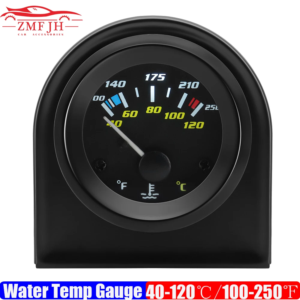 

2" 52mm Car Water Temperature Gauge LED White Light 40-120℃ 100-250℉ Water Temp Meter for Gasoline Racing Car Automobile 12V
