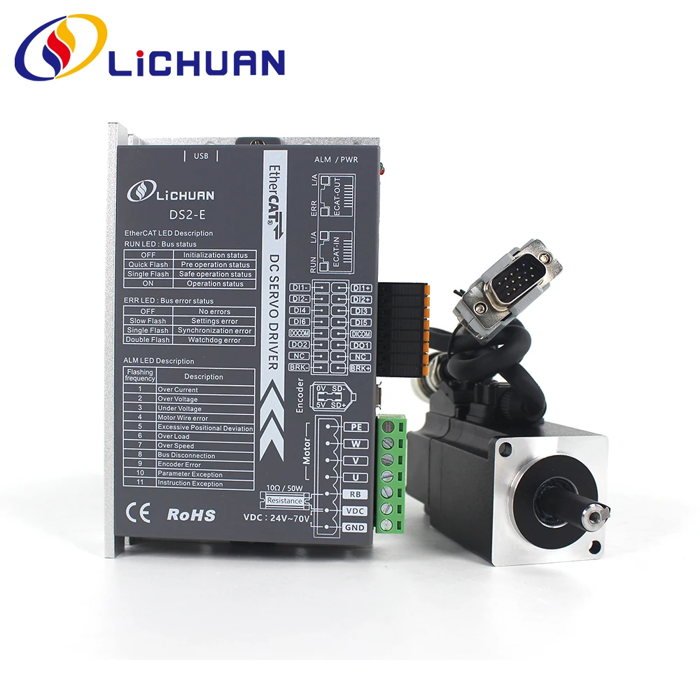 EtherCAT DC Servo Motor Driver 100W-1KW DC Motor Drives 17Bit 23Bit Encoder 48V DC Servo Motors for CNC Robotics