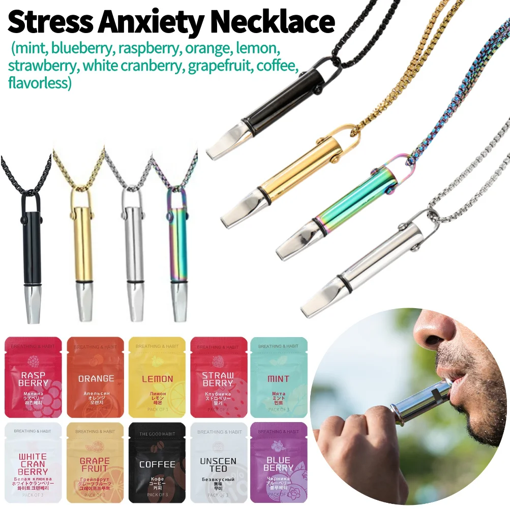 Collar de ansiedad y estrés, herramienta de respiración de atención plena, cadena de alivio calmante Natural, collar para dejar de fumar, alivio de la ansiedad