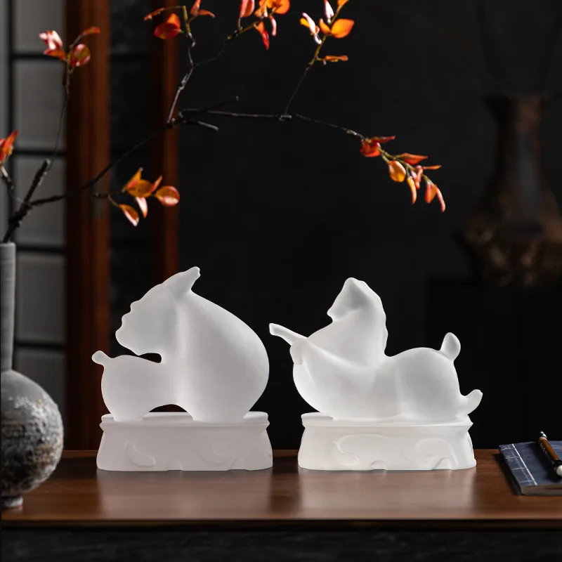 

Resin Handicrafts Transparent Matte Horse Chinese Retro Style Simulation Animal Sculpture Home Decoration Accessories