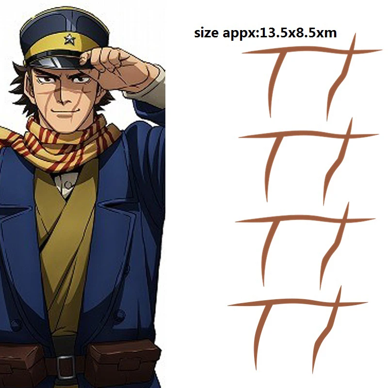 アニメ一時的なタトゥーステッカー杉本佐一顔の傷跡コスプレ小道具ロールプレイ