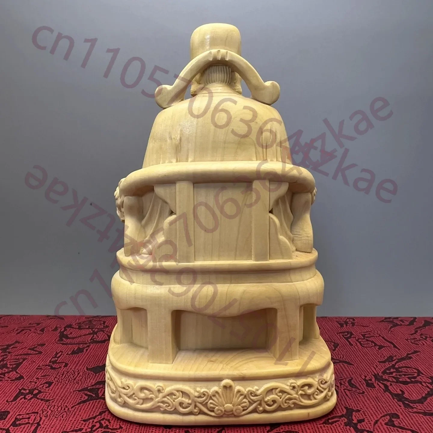 Boxwood Carved Wenchang Dijun Statue - God of Literature & Wisdom for Study Success, Home Altar & Scholar's Desk Blessing,Figuri