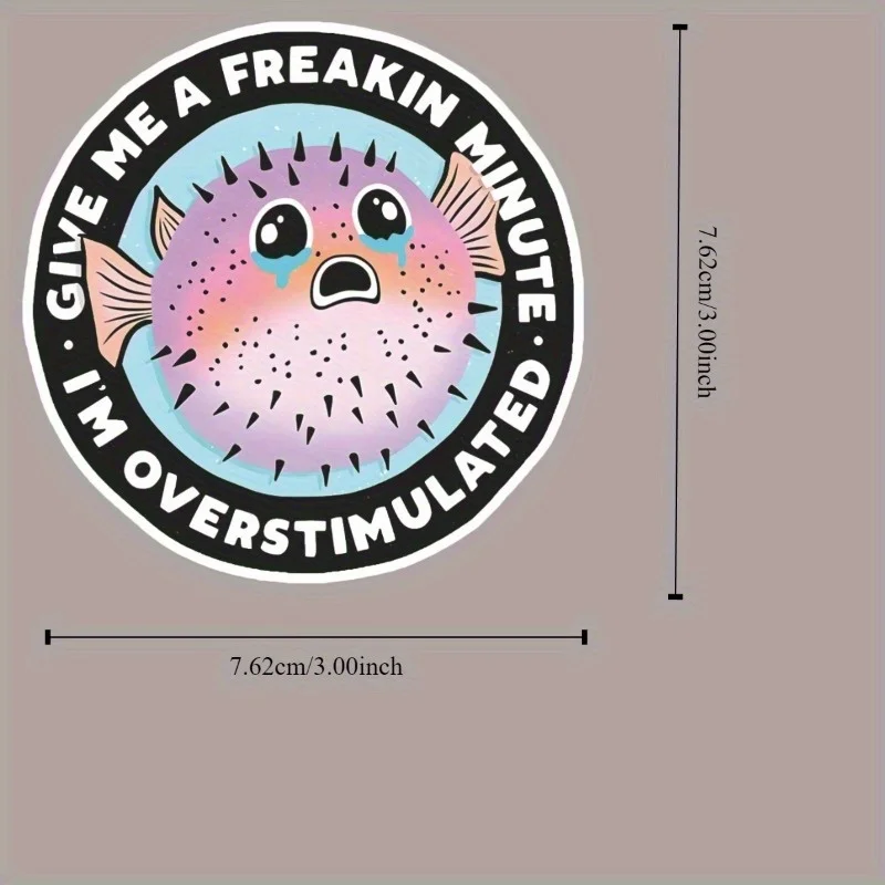 3pcs "Freakin' Minute" Blowfish Stickers - Waterproof Vinyl Decals for Laptop/Car/Water Bottle