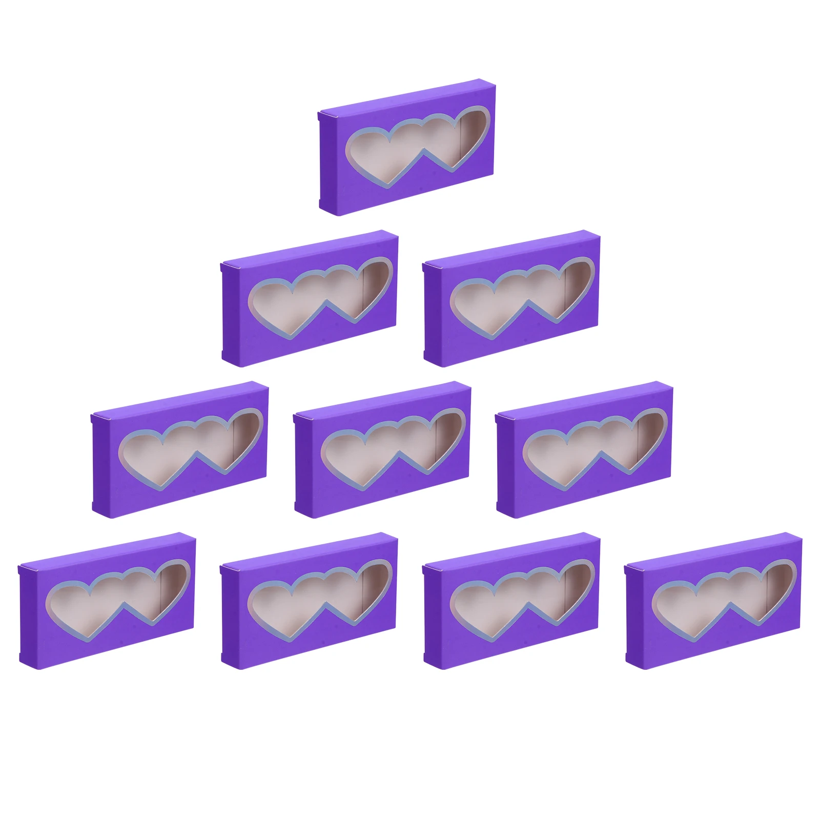 

10Pcs Heart Style False Eyelash Box Dustproof Transparent Window Eyelash Packaging Case Lightweight Lash Storage Organizer