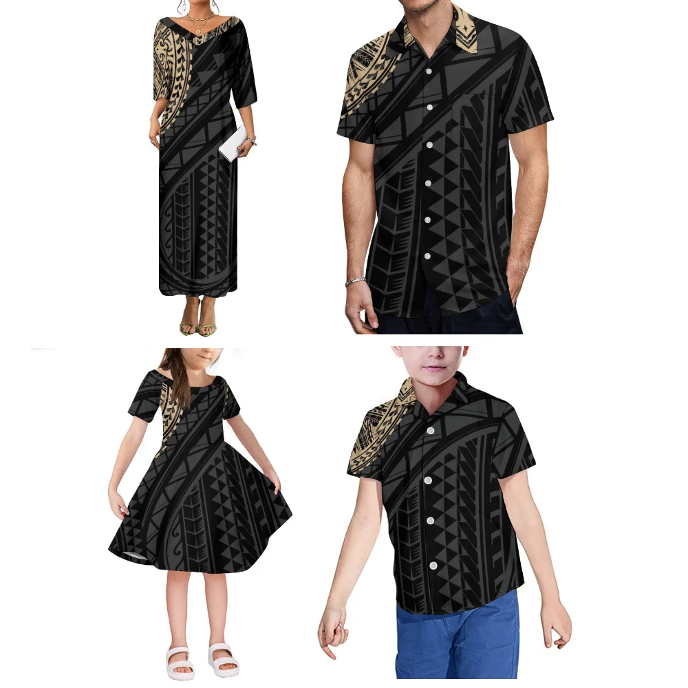 Em 2025, As novas roupas de festa de família personalizadas de verão da Polinésia incluem vestidos de mãe-filha e camisas casuais de pai-filho