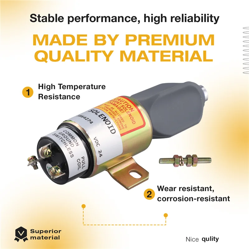 24V Fuel Cut-Off Stop Solenoid Valve For Caterpillar For Mitsubishi 3864274 1751-2467UIBIS5A SA-3766T-24 ME441329