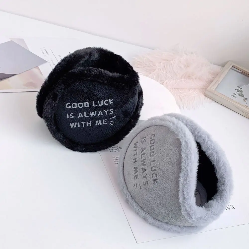 Rear Wear Winter Earmuffs Good Luck Letter Printed Wind Resistant Ear Warmers Portable Thick Windproof Ear Muffs Commuting