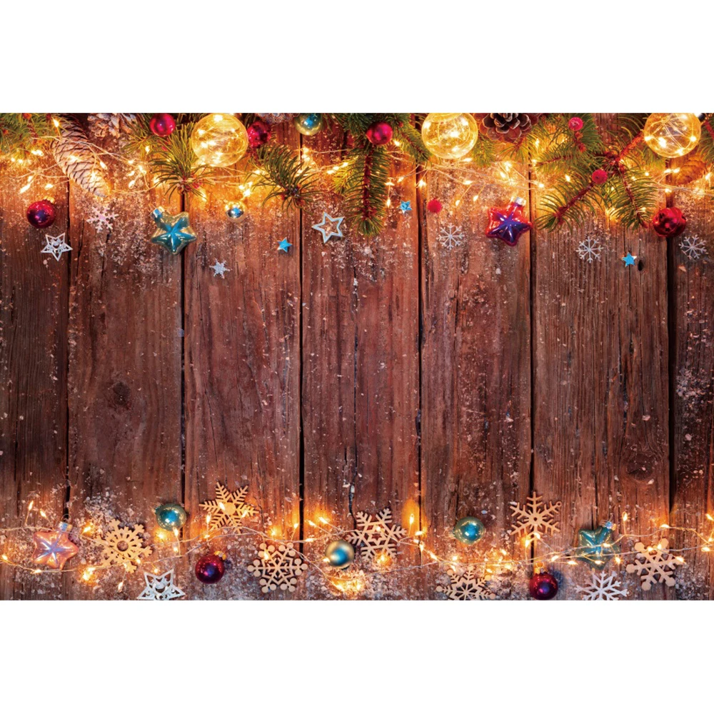 Laeacco Rustic Wood Christmas Photography Background Snowflake Gold Glitter Winter New Year Eve Party Decor Portrait Backdrop image 4