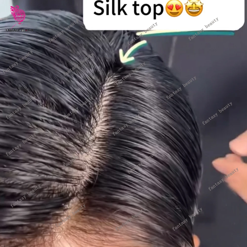 Silk Top Lace Front Natural Black Man's Human Hair Toupee Virgin Human Hair Breathable Capillary Prosthesis Male Hair Replacment