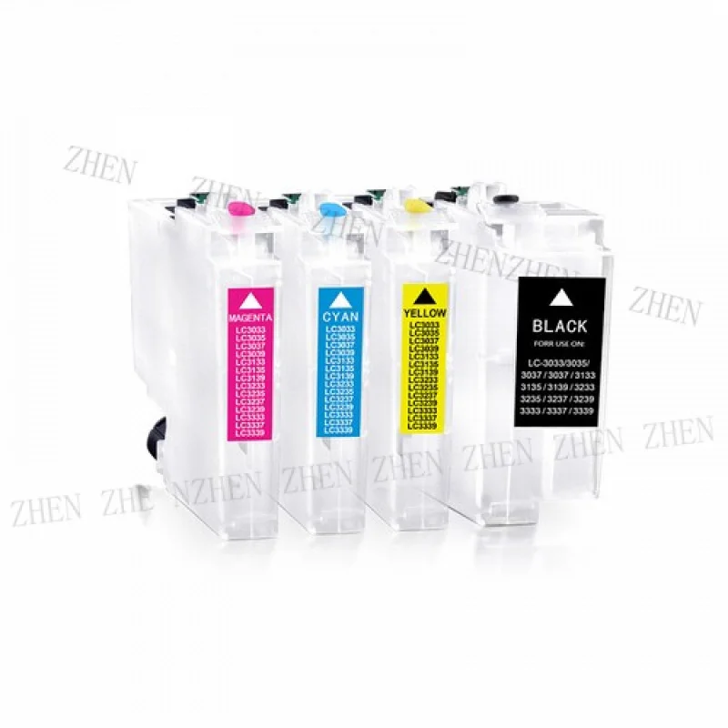 Y 4Color/set LC3233 Refillable Ink Cartridge for Brother DCP-J1100DW MFC-J1300