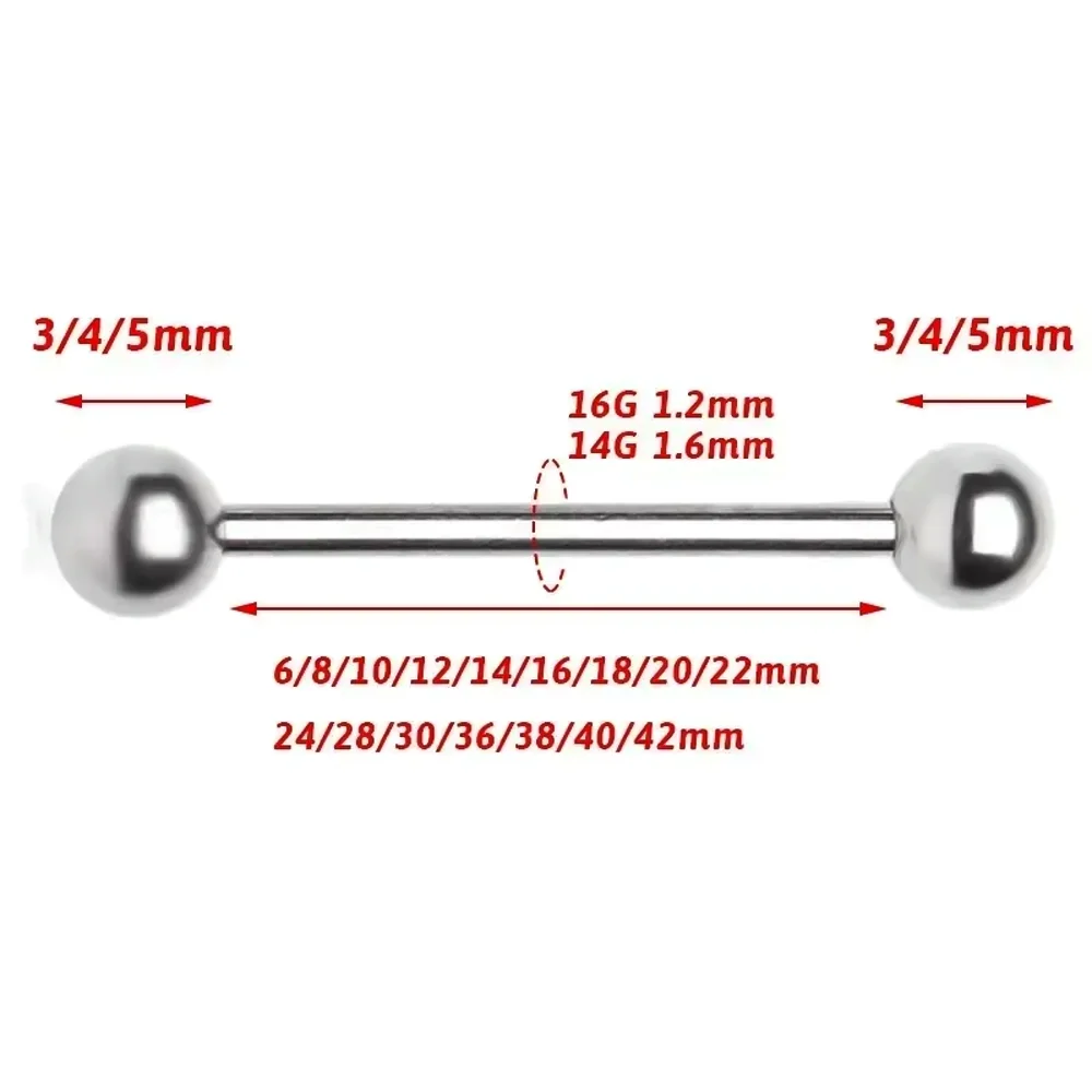 ASTM F136 Titanium Alloy High-Quality Straight Bar Round Ball Tongue Stud Fashion Anodized Barbell Ball Body Piercing Jewelry