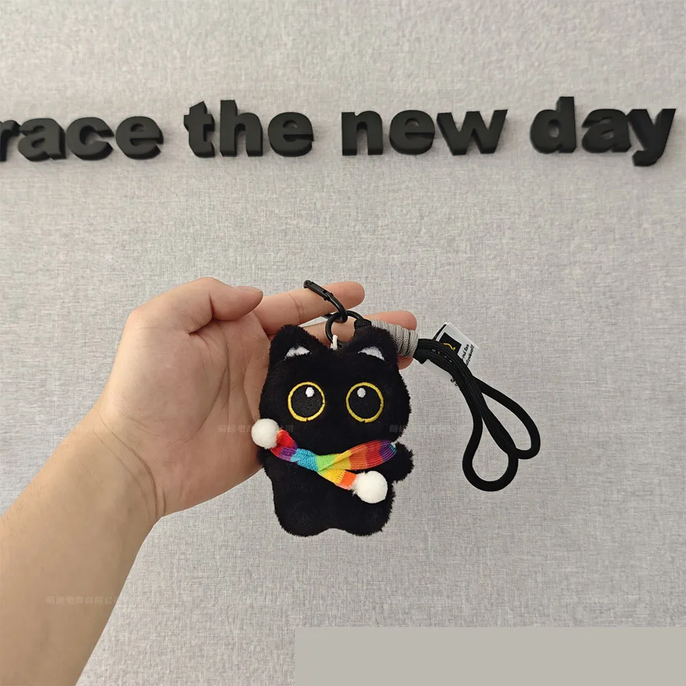 

New model 1Pcs Luo Xiaohei Big Eyes Black Cat Squeezing Plush Toy Doll Small Pendant Ins Black Cat Doll Keychain For Boy Girl Bi