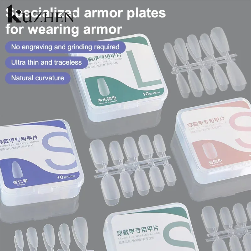 100 pz/scatola Unghie Finte Trasparente Presse Sulle Unghie Copertura Unghie Finte Consigli A Forma Corta Goccia D'acqua Adesivo Completo Per Le Unghie