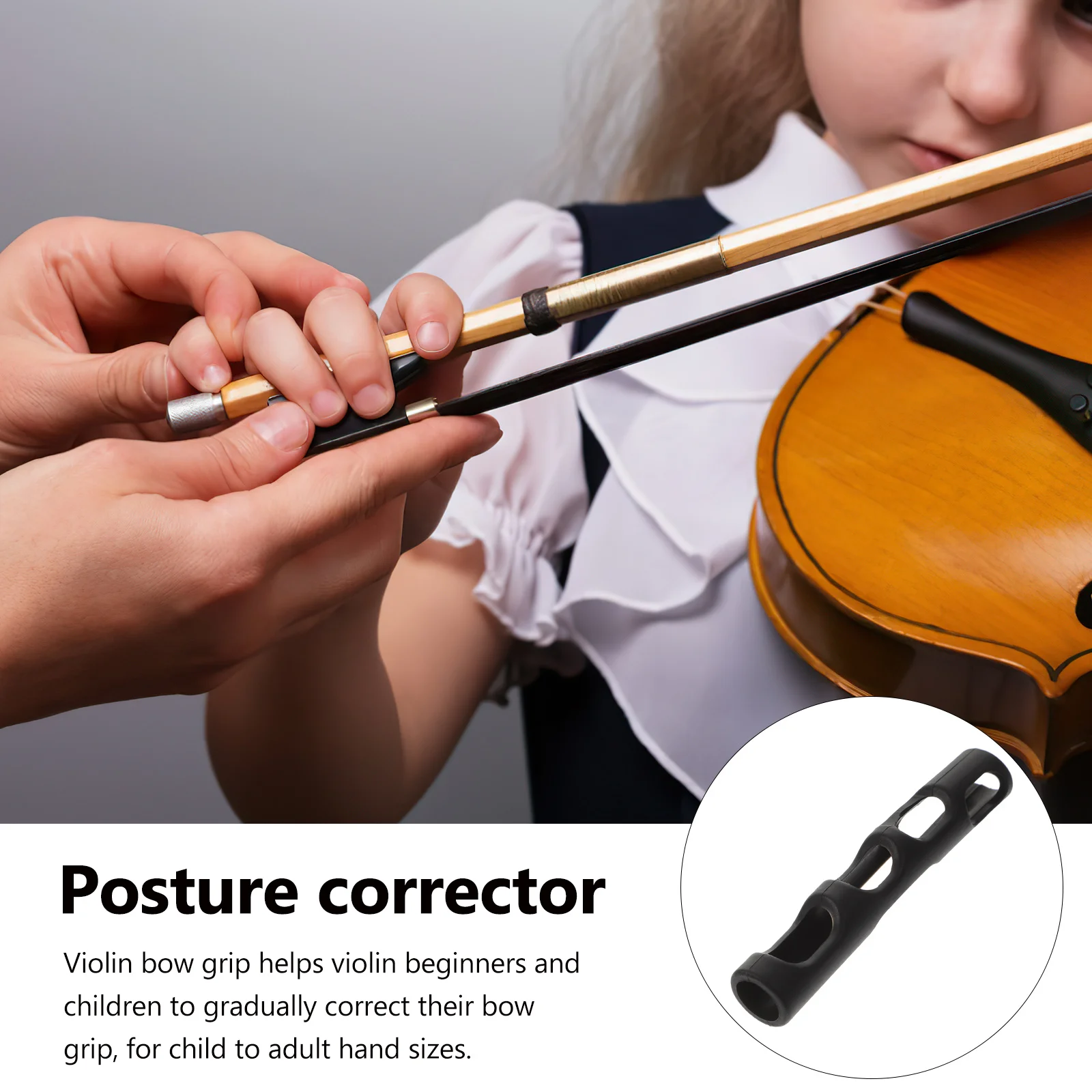 

Violin Bow Grip Corrector 1/8-1/10 Rubber Thumb Positioning Tool For Beginner Adults Posture Training Accessory
