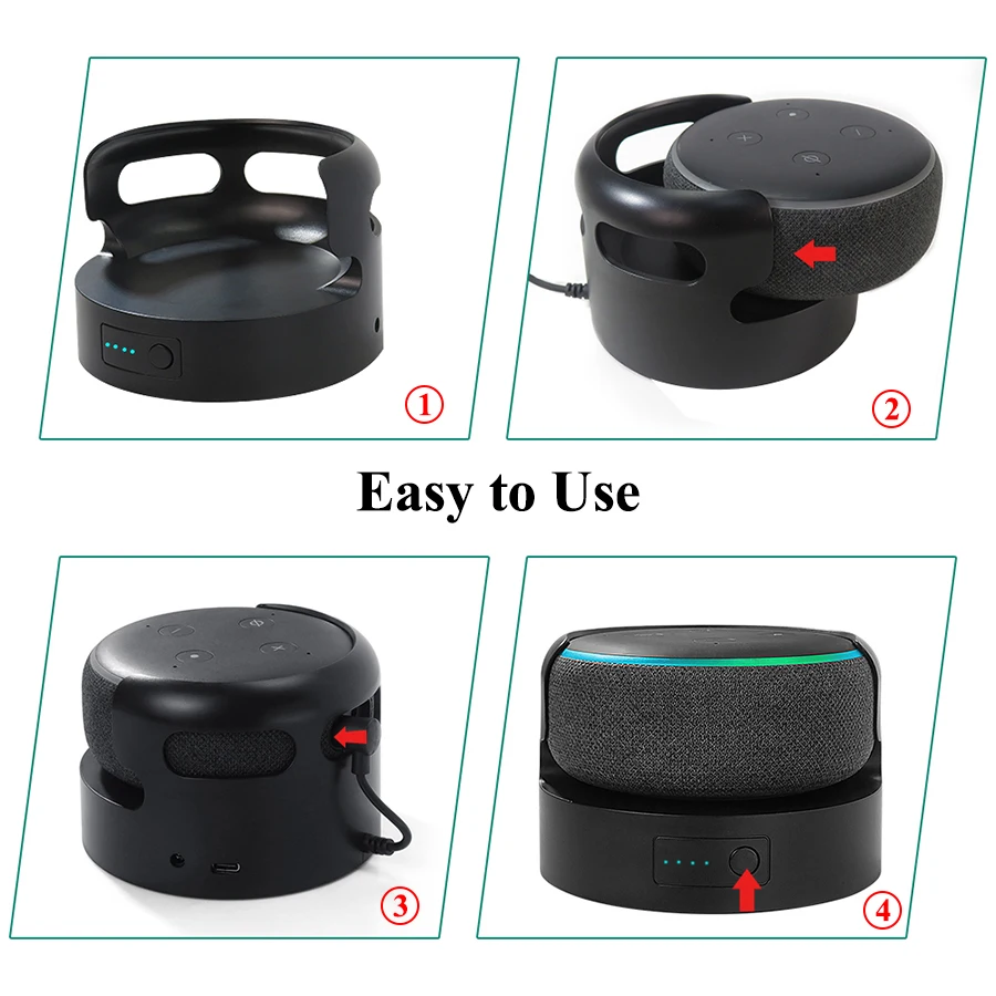 Đế Pin Cho Echo Dot 3 Sạc Di Động Căn Cứ Cho Alexa Loa Công Suất Lớn 5200MAh/10400MAh Nguyên Chất màu Sắc Đen/Trắng
