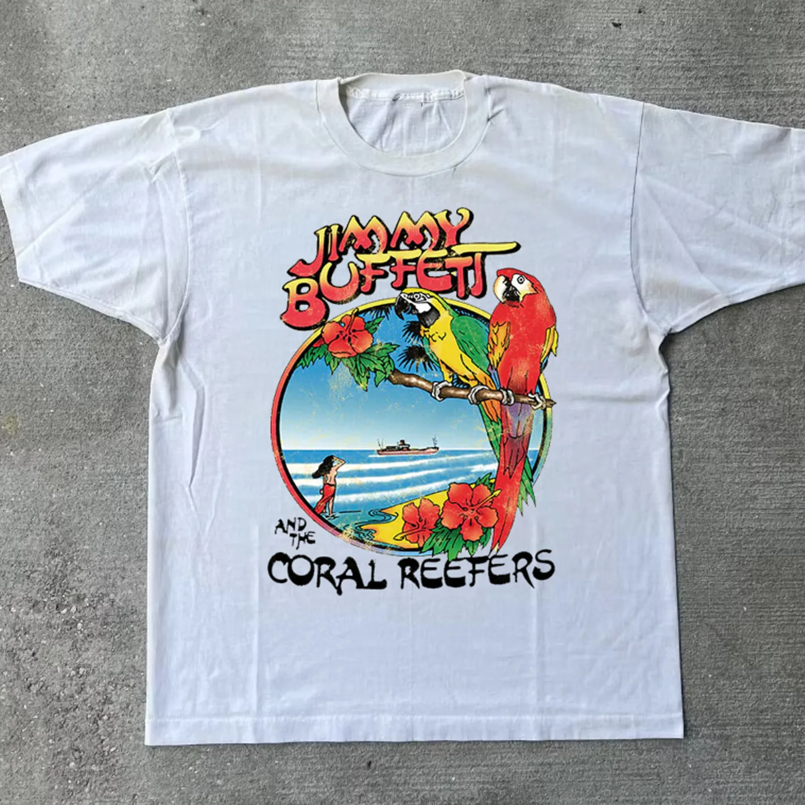 Jimin Buffett e a Coral Reefers Camiseta de Algodão Branco, 23 €