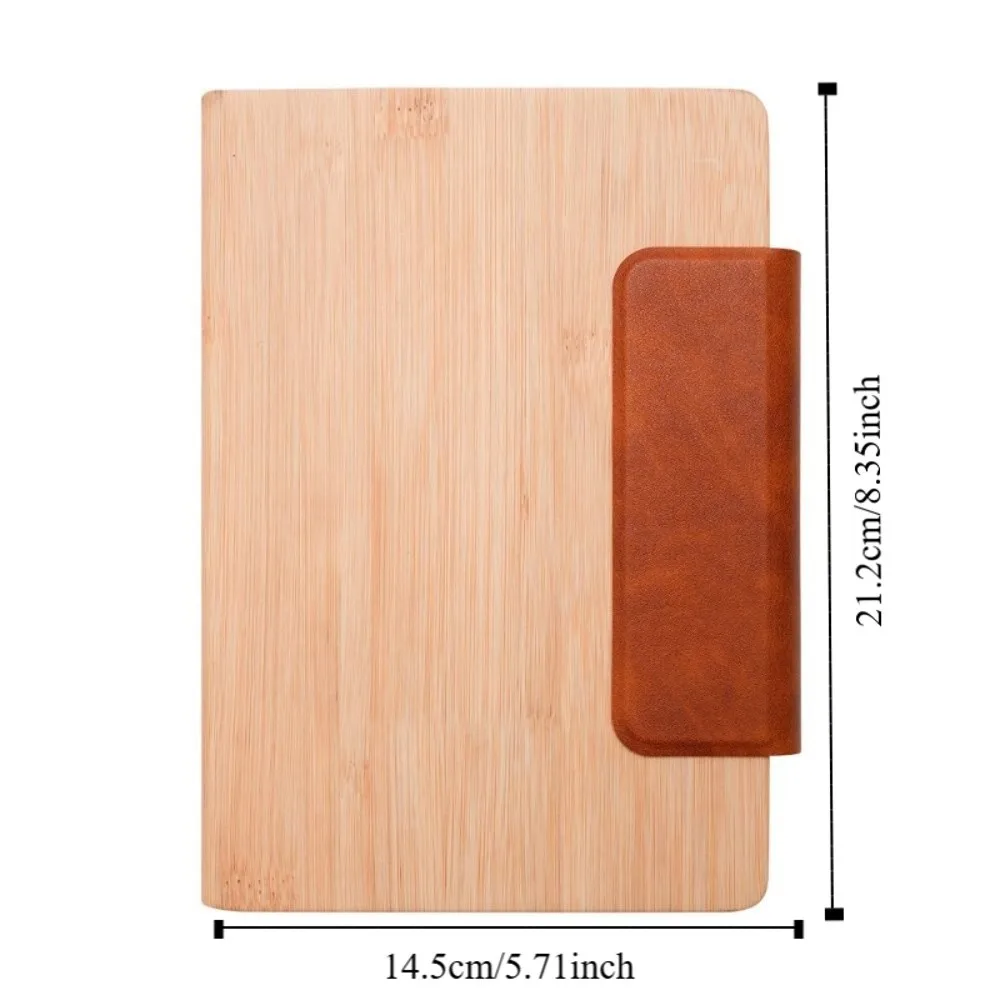 200 Pages A5 Notebook Wood Grain with Magnetic Buckle Business Office Notepad Thickened Paper Bookmark Diary Gift for Friends