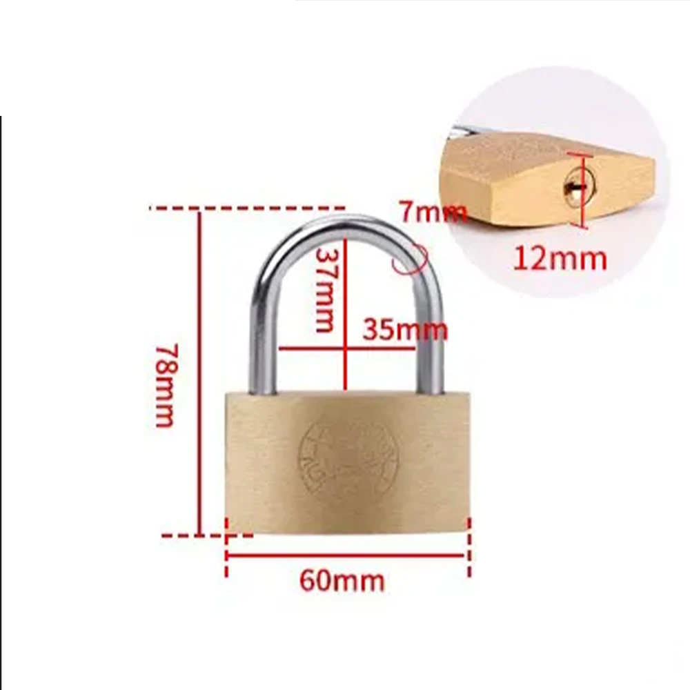 Koperen Hangslot Kleine Sloten voor Bagage Case Locker Home Improvement Hardware 20mm 25mm 30mm 40mm 50mm Inclusief 3 Sleutels