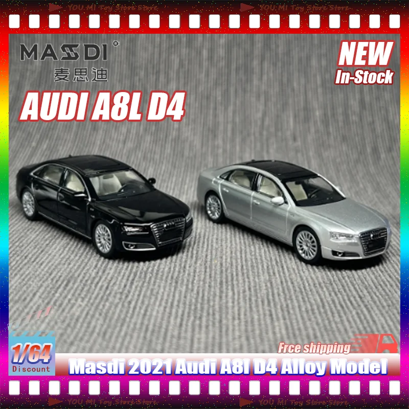 

New Masdi Die-Cast Car Models 1:64 Audi A8l D4 2021 Simulation Alloy Miniature Customized Toys Play Vehicle Collectible Ornament