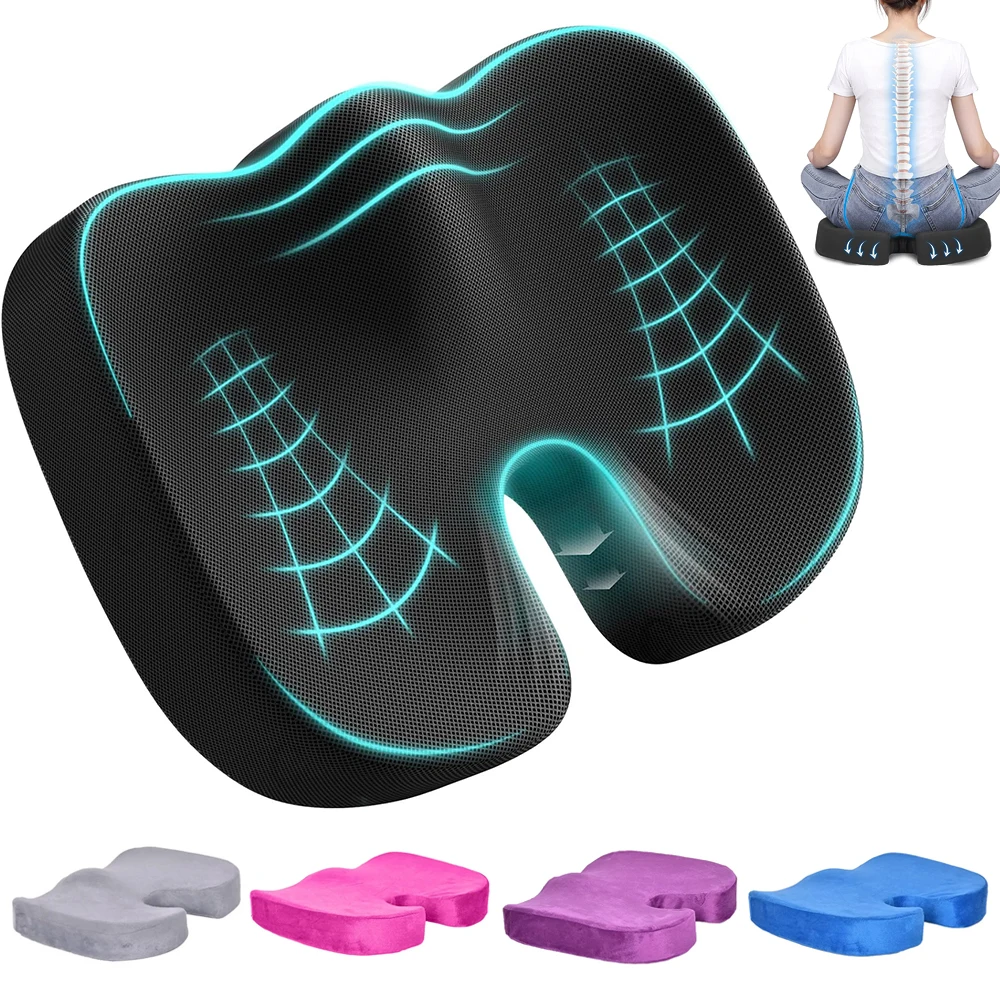 

1 шт., подушка для сиденья инвалидной коляски с эффектом памяти для офисного стула, кухонного стула, автомобильных сидений, облегчение боли при давлении и копчике