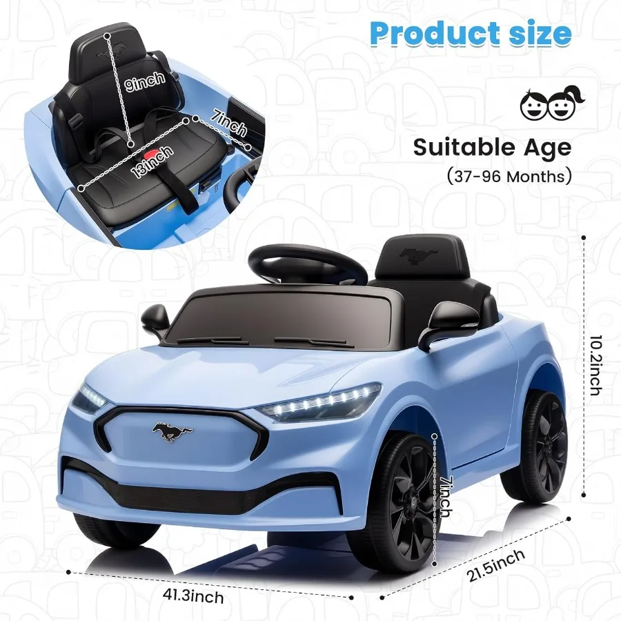 Electric Ride On Car for Kids, 12V Electric Toddler Car with Remote Control, Ride on Toys for Kids with LED Lights, Music Player