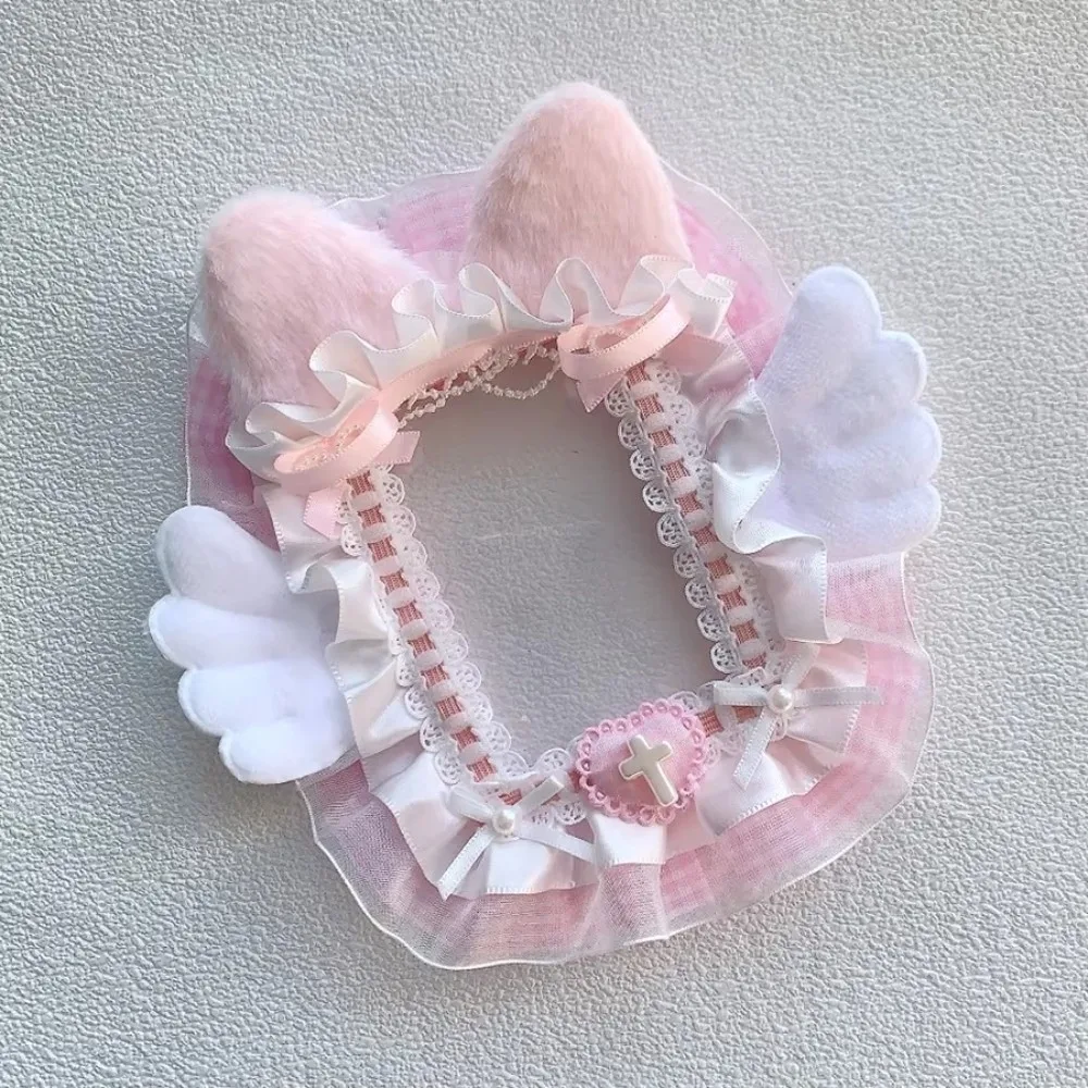 Sweet DIY Card Holder Lolita with Ribbon Lace Photocard Case Kpop Idol Display Photo Protector Case Card Storage
