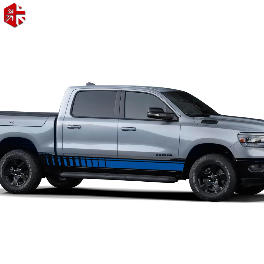 2pieces Car Body Door Side Stripes Skirt Decals Stickers For Dodge Ram 1500 TRX Classic 2500 3500 Chassic CAB 2009-2022 - view 2