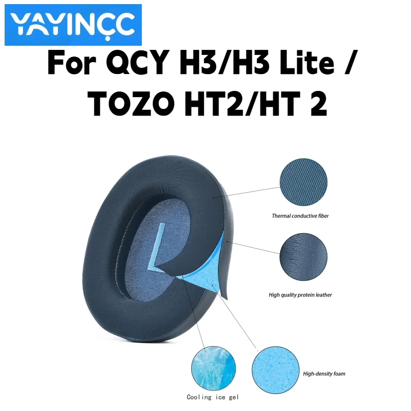YAYINCC Ersatz-Eisgel-Ohrpolster mit Schnalle für QCY H3/H3 Lite / TOZO HT2/HT 2 Kopfhörer. Tragen Sie sie ohne stickige Gefühle. – Detail 6