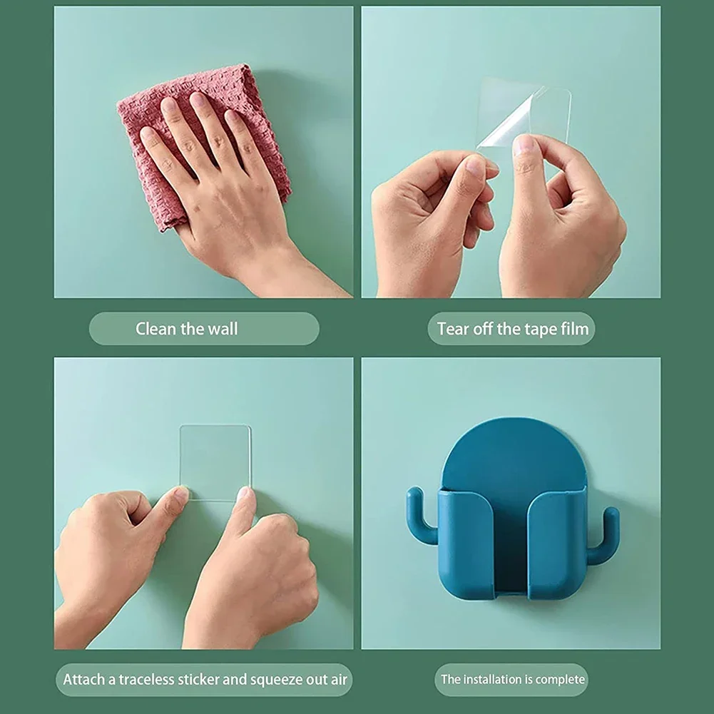 2pcs Mobile Phone Holder Wall Mount Punch-free Remote Control Organizer Storage Box Charging Bedside Container Rack