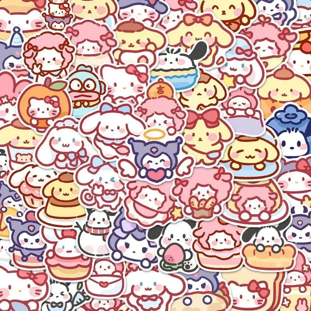 100PCS Cute Cartoon Sanrio Stickers My Melody Kuromi Handbag Decoration Stickers Cinnamoroll Children's Gift Sticker Toy Decals