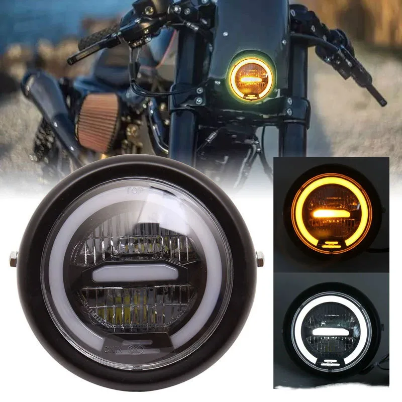 6.8 INCH LED Motorcycle Headlight Assembly With Brackets High Low Beam Halo DRL Running Lamp For Harley Motorcycle Parts