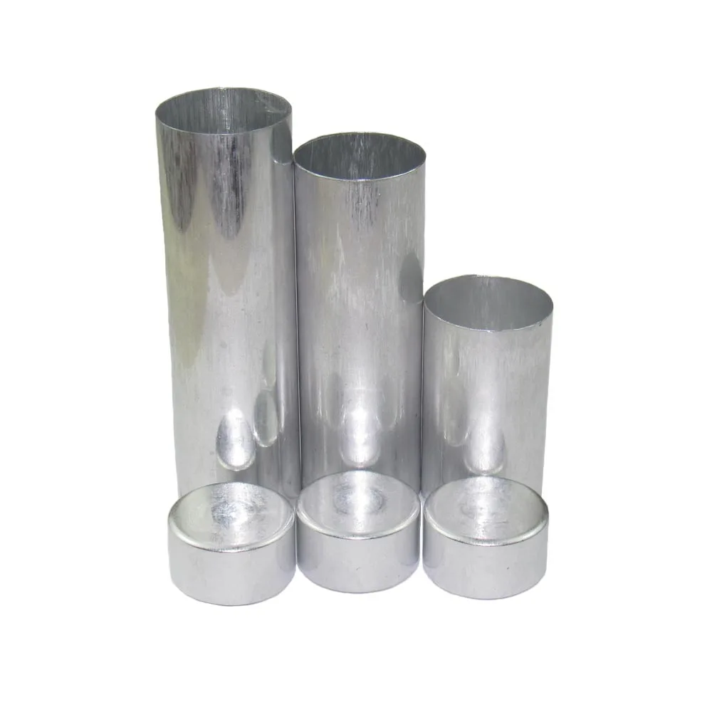 

50pcs Dental Lab Empty Aluminum Cartridge With Caps For Flexible Denture Injection Acrylic Work OD25mm