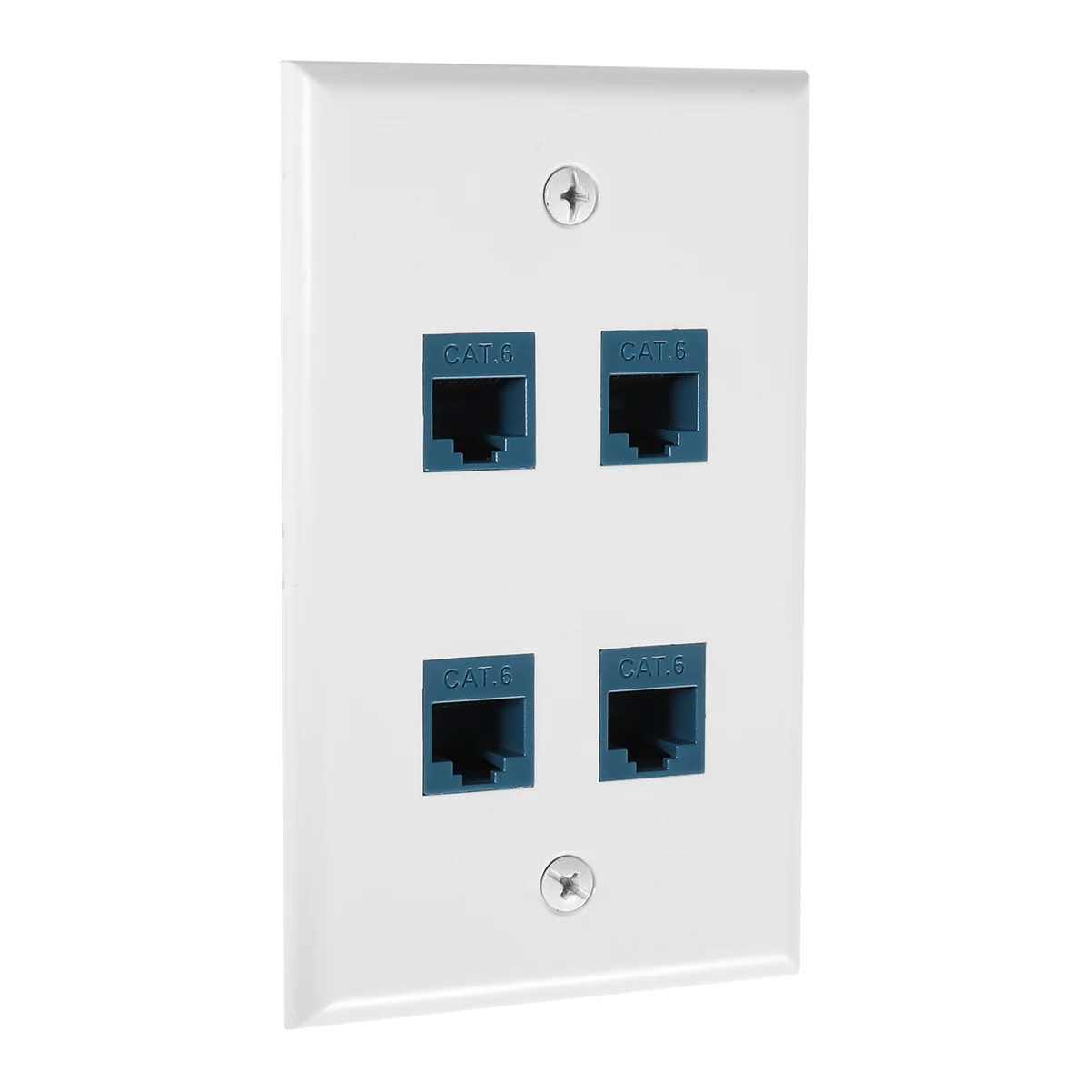 Ethernet Wall Plate 4 Port Wall Plate Female-Female Compatible with for Cat7/6/6E/5/5E Ethernet Devices -Blue