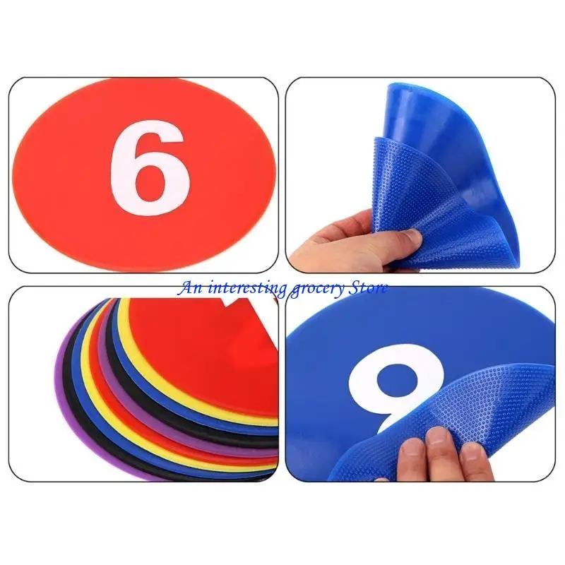 

652D Football Nonslip Floor Markers Footworks Training Mat Landmark Mat Numbered Floor Spots Markers Soccer Flat Sign Discs