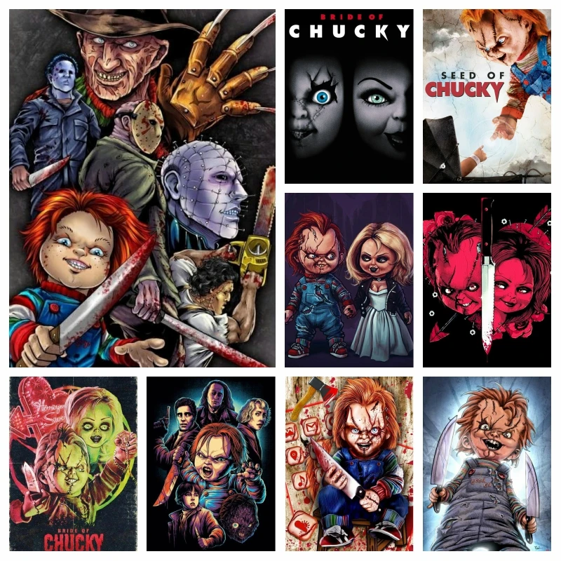 Klasyczna panna młoda Chucky Diamond Painting Halloween Horror Movie Rhinestone Picture Mosaic Cross Stitch Kit Wall Art Room Decor