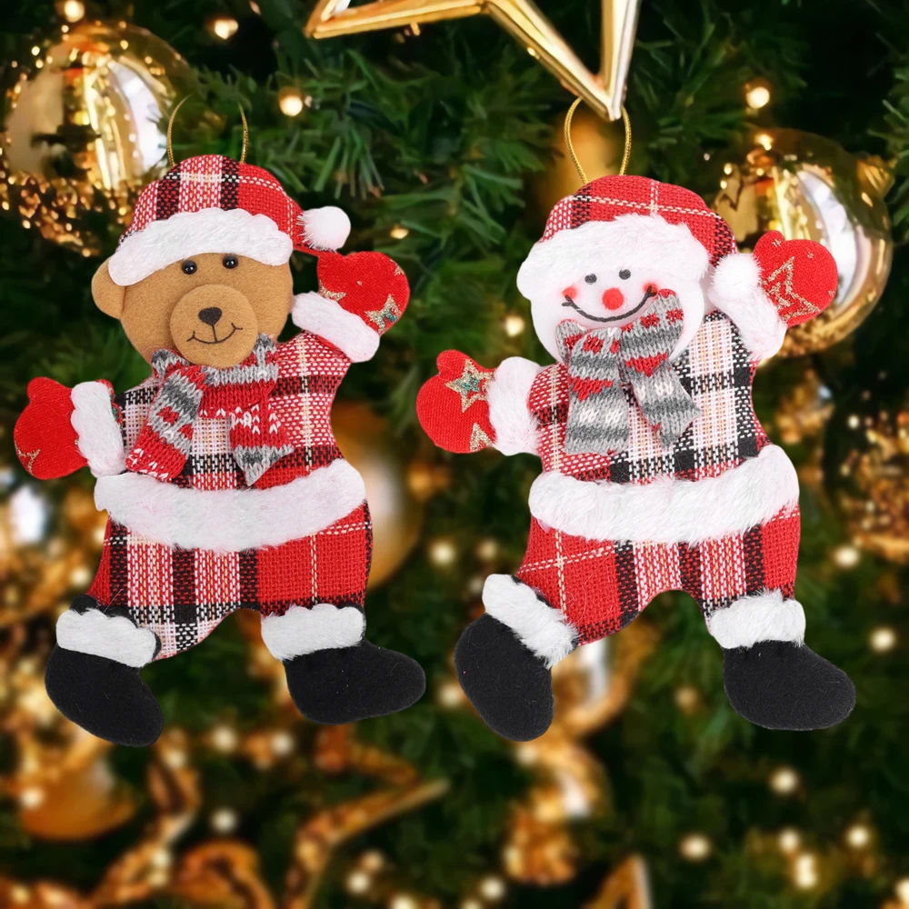 12/1Pcs Christmas Plush Doll Ornaments Santa Claus Snowman Xmas Tree Hanging Pendants Home Xmas New Year Party Decorations Gifts