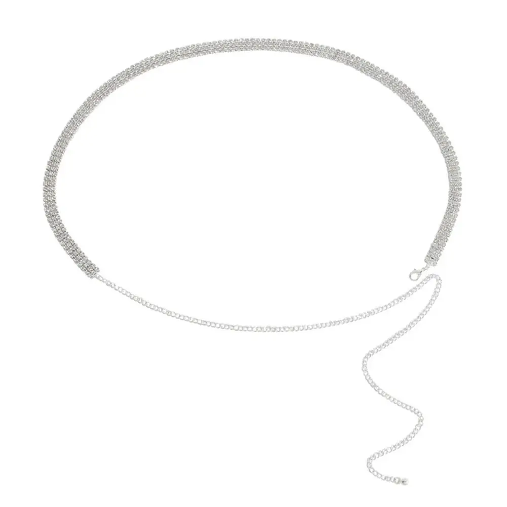 بلينغ الزركون مطعمة حزام الخصر قابل للتعديل سلسلة طويلة حجر الراين حزام 3 صفوف حزام الخصر كريستال الخصر سلسلة الأداء