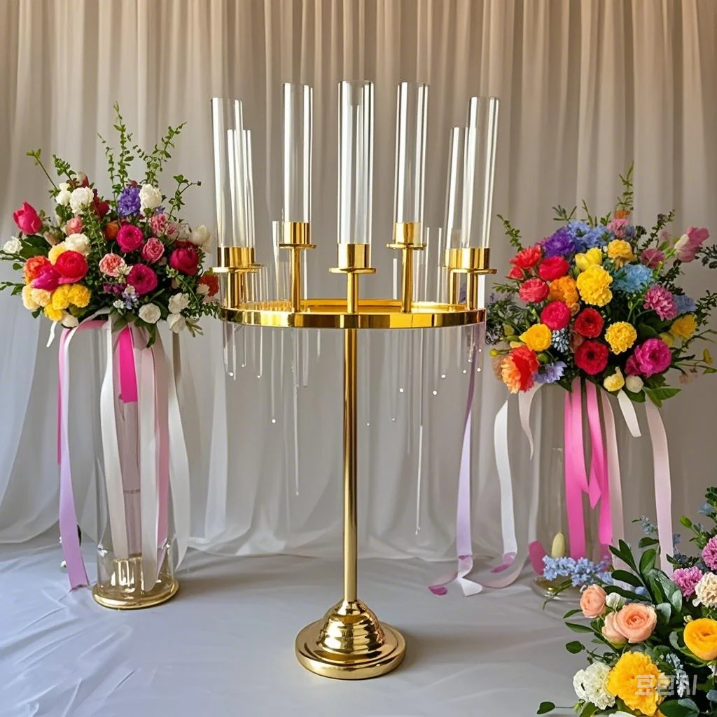 2/10 قطعة شمعدان الزفاف المعدني 9-الذراع الشمعدانات المركزية لديكور الطاولة ، حامل مزهرية الزهور المنزلي للحفلات #2